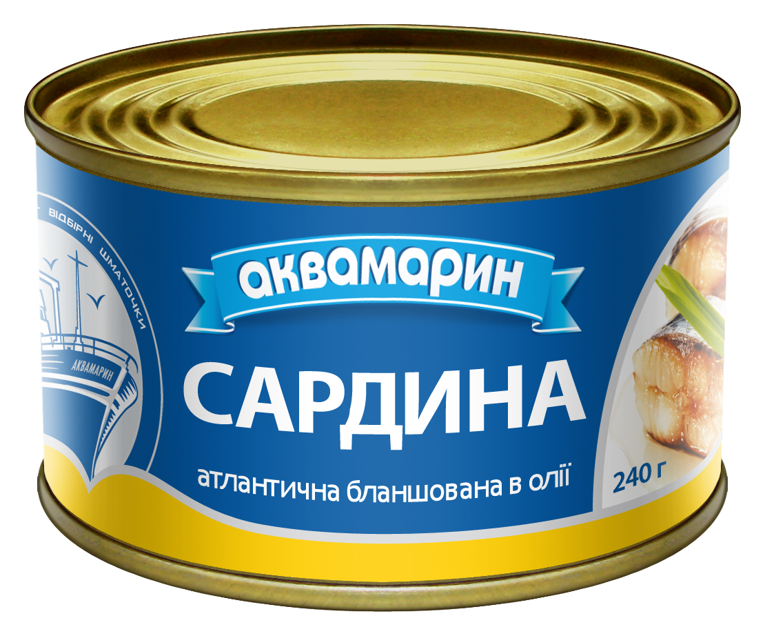 Сардина атлантична бланшована в олiї Аквамарин 240г